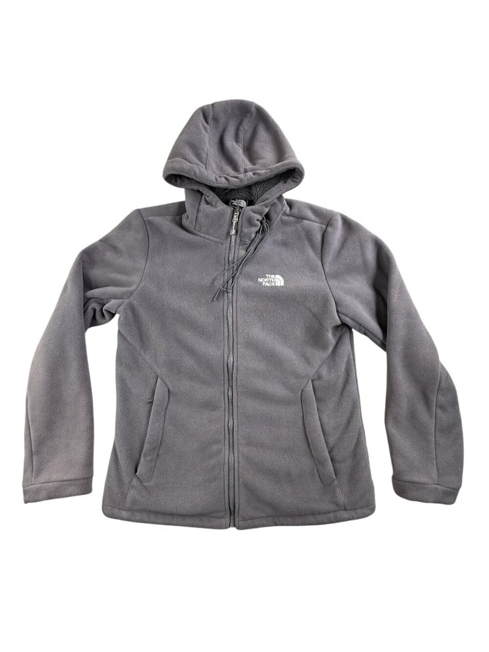 The North Face Jacket Mens Medium Gray Fleece Hooded Full Zip Sherpa Parka Warm